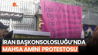 Kadınlardan İran Başkonsolosluğu önünde açıklama: Mahsa'nın mücadelesi hepimizin mücadelesidir