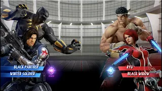 Black Panther vs Winter Soldier vs Ryu and Black Widow - Very Hard AI - MARVEL VS. CAPCOM: INFINITE