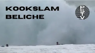 Surfer gets slammed by big wave, gets rejected. Beliche, Sagres