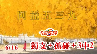 112/6/16 今彩539，獨支 + 孤碰 + 3中2