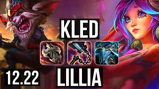 KLED vs LILLIA (TOP) | 9 solo kills, 67% winrate, 10/3/10, Godlike | EUW Master | 12.22