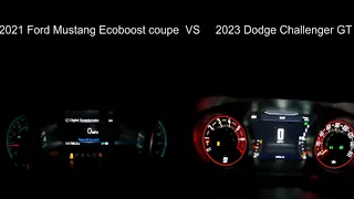 Ford Mustang Ecoboost Coupe VS Dodge Challenger GT acceleration battle