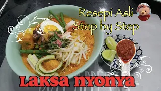 Laksa Nyonya atau laksa lemak | Resepi Step by Step  Nyonya Laksa | Laksa Lemak