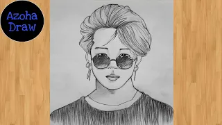 How to draw Jimin from BTS /step by step/drawing in pencil