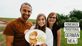 First Time Making Homemade Traditional German Meal with a Local! Schnitzel + Potato Salad!