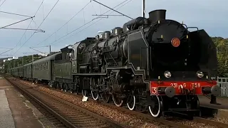 Passage à 120km/h d'un train à vapeur à Maromme (76), avec locomotive Pacific 231