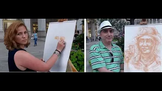 #Ukrainian #PortraitArtist Maryna Hoian #draws Chris Krzentz in downtown #Chicago (Aug 3, 2016)