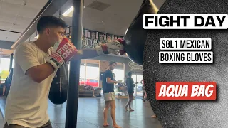 Punching Aqua Bag With Fight Day SGL1 Mexican Style Boxing Gloves