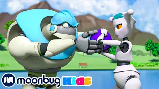 Sharing is Caring - Battle of the Bots!!! | ARPO | Moonbug Kids - Funny Cartoons and Animation