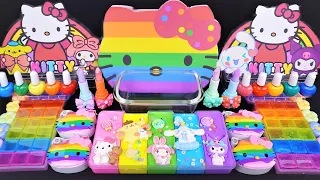 Kitty Rainbow Slime Mixing Random Cute, shiny things into slime #ASMR #Satisfying #slimevideos #슬라임