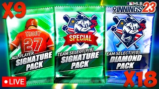 🔴LIVE | SPECIAL TSS, SIGNATURE & TEAM SELECT DIAMOND PACK OPENING! - MLB 9 Innings 23