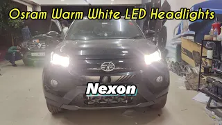 Tata Nexon upgraded with Brightest Warm White Branded LED Headlights | Osram 100W 4200K LED bulbs