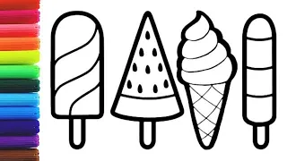 Ice Cream Drawing, Painting & Coloring for kids and Toddlers #icecreamdrawing