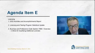 CSLB Board Meeting March 21, 2023 Part 2 of 5