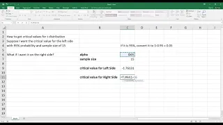 How to Calculate Critical Values from T Distribution in Excel. [HD]