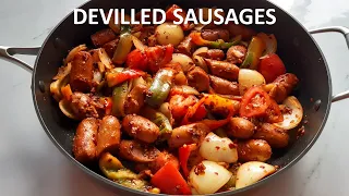 Devilled Sausages | Sri Lankan style Devilled Sausages