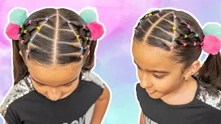 PEINADOS RÁPIDOS Y FÁCILES CON COLETAS DE COLORES 🌈 PARA NIÑAS SÚPER CUTE 👧🏼