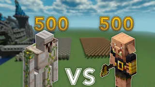 500 Iron Golems Vs 500 Piglin Brutes | Minecraft |