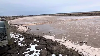 Frigid tidal bore on the Petitcodiac River @ Moncton NB. Canada. January 13, 2024