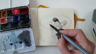How to Draw Olives in a Glass Bowl🍸 Watercolor Sketch Tutorial