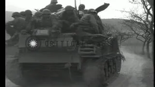 US Army 7th armored division in action near Westenfeld Germany, and German civili...HD Stock Footage