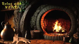 Cozy Hobbit Fireplace Ambience 🔥 Burning Fireplace and Crackling Fire Sounds for Deep Sleep & Relax