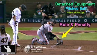 Curt Casali Penalized by Umpire Chris Guccione for Using Detached Equipment (Mask) to Touch Ball