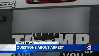 Questions regarding arrest of driver with anti-Trump sticker