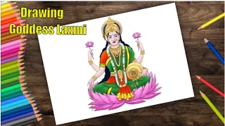 Goddess Lakshmi drawing step by step | How to Draw Laxmi Mata