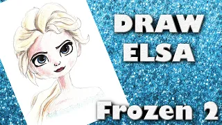 How to Draw Elsa from Frozen 2 Step by Step Tutorial for Kids. Guided Follow Along Character Drawing