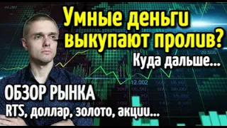 Почему крупняк выкупает? Индикатор умных денег. Обзор рынка: RTS, доллар/рубль, золото, акции...