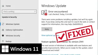 fix windows update error 0x800f0922 on windows 11