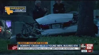 Three young men dead, another hurt in overnight Sarasota crash