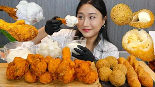 MUKBANG) bhc 핫뿌링클 크림치즈 트위스트 꽈배기 뿌링치즈볼 뿌링소스 잔뜩 찍어 먹방💗 Korean chicken & cheese balls asmr