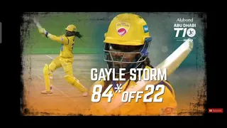 GAYLE Storm T10 Abudhabi 84*(22)