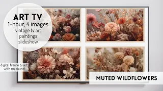 Vintage TV Art Wildflowers | Art TV Channel | Floral Artwork | 1 Hr HD Frame Summer Spring Fall Pink