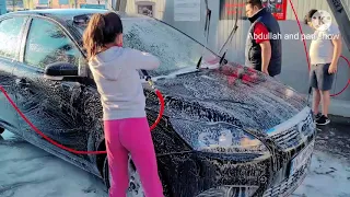 How to car washing in Germany,aj hum aye hain car wash karny,Abdullah and pari vlogs in Germany 🇩🇪