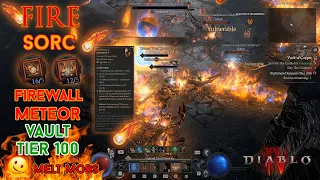 Diablo 4 - Meteor Firewall Vault T100 Solo Sorcerer Clear 2.0 [Season 3]