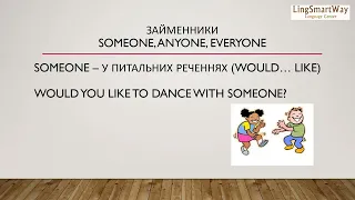 Англійська мова. Займенники someone, anyone, everyone