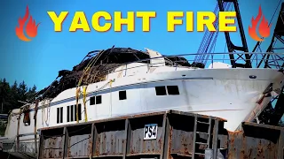 MASSIVE fire sinks 80 ft. private YACHT in Gig Harbor, WA!!! [MV FREEDOM]