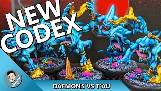 *NEW CODEX* T'AU EMPIRE VS DAEMONS WARHAMMER BATTLE REPORT ft. @pantheonstudiosaustralia