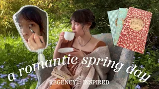 romanticising my day 🌸🐝🫖 gardens, plenty of tea, grwm, & a bookish craft *regency inspired*