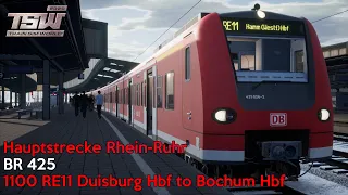 1100 RE11 Duisburg Hbf to Bochum Hbf - Hauptstrecke Rhein-Ruhr - BR 425 - Train Sim World 2020
