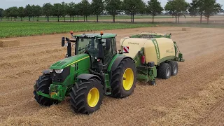 Stro persen | Pressing straw | Stroh pressen | John Deere | Krone | Bigpack | Agriculture