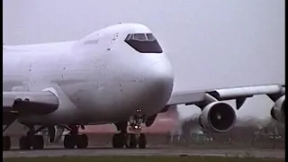 Classic JT9D-7A  Boeing 747-100 N702CK  departure Ostend Airport , best 747 sound , growler