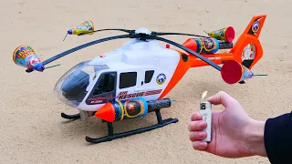 Experiment: Toy Helicopter vs Fireworks !