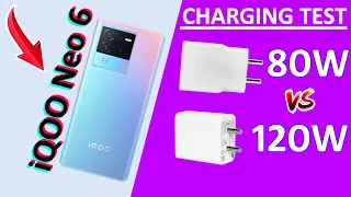 iQOO Neo 6 5G Battery Charging & Drain Test with 80W and 120W Power Adapters  | UNBOXING |  HINDI 🔥🔥