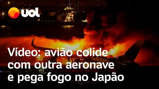 Japão: vídeo mostra colisão entre avião com 379 passageiros e aeronave militar em Tóquio
