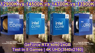 14600K vs 12900K vs 14700K vs 13900K + RTX 4090 24GB - Test in 8 Games | 4K UHD(3840x2160)