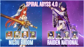 C0 Nilou Kokomi Bloom & C2 Raiden National | Spiral Abyss 4.0 | Genshin Impact